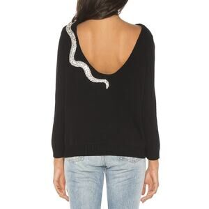 Ba&sh Opera Black Wool Cashmere Knit Crystal Embellished Pullover Sweater Size 0